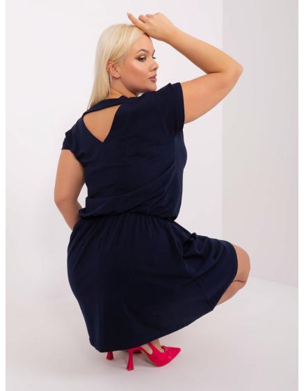 Dámske plus size šaty s pružným pásom ZEJ tmavomodré