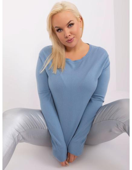 Dámsky klasický plus size sveter ZEX modrý