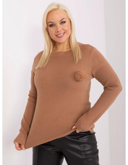 Dámsky plus size viskózový sveter WEO hnedý