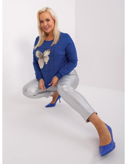 Dámská halenka plus size s aplikací PER kobaltová