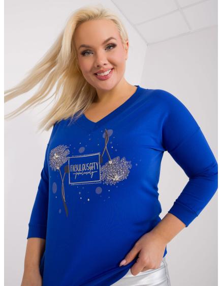 Dámská halenka plus size s aplikacemi DAM kobaltová