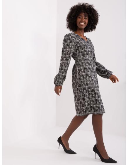 Dámské šaty elegantní vzorované PRA šedočerné
