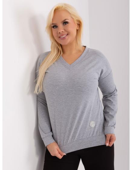 Dámska blúzka s výstrihom do V plus size šedá