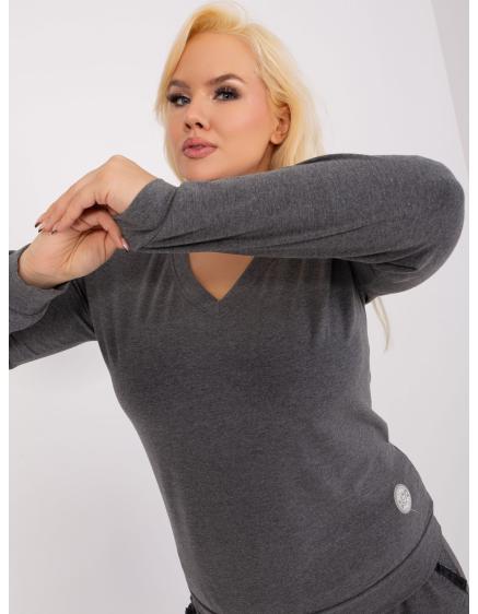 Dámska blúzka plus size s výstrihom do V tmavosivá