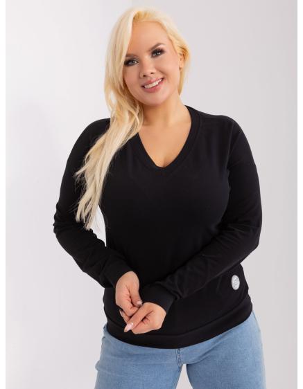 Dámska blúzka s výstrihom do V plus size čierna