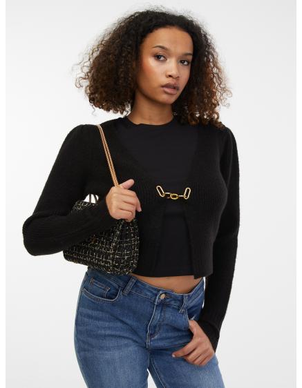 Fekete női kardigán gyapjúból