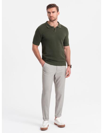 Pánské chino kalhoty s elastickým pasem V1 OM-PACP-0157 světle šedé