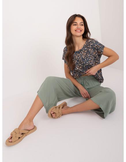 Női viszkózszövet nadrág SUBLEVEL khaki színű nadrág