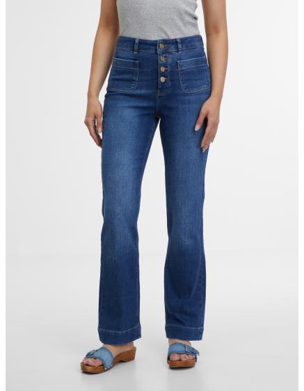 Sötétkék női bootcut farmer