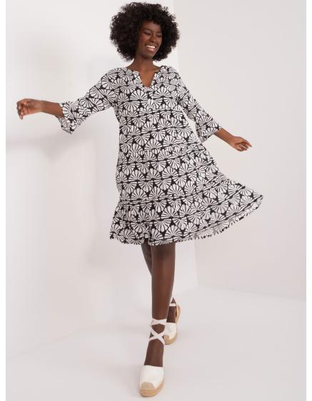 Női nyomtatott V-nyakú ruha SUBLEVEL fekete