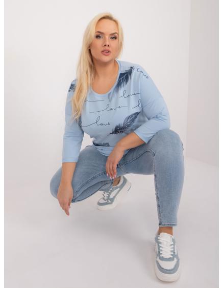 Dámska bavlnená blúzka plus size TOKA svetlomodrá