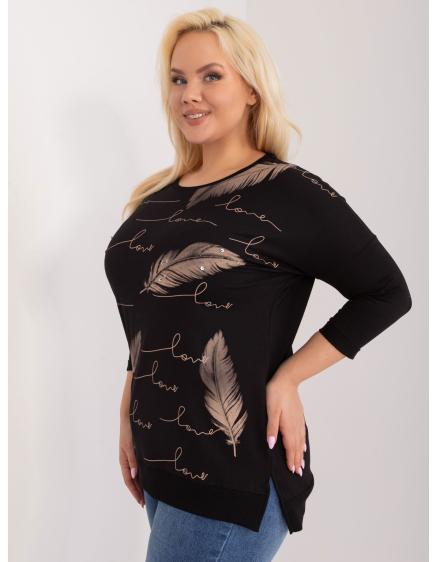Dámska blúzka s 3/4 rukávmi plus size KEVA čierna