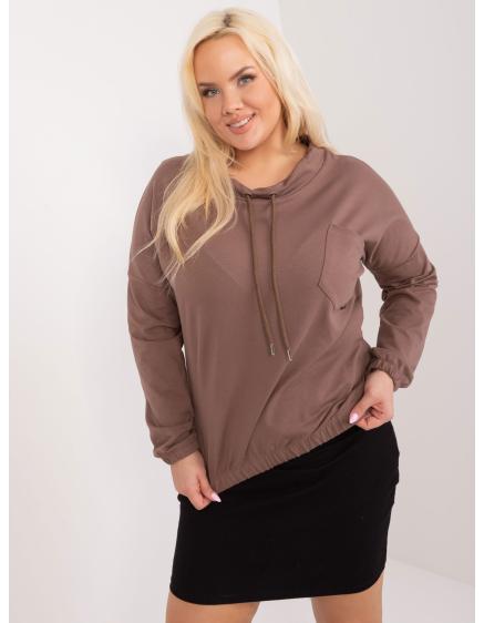 Dámska blúzka s viazaním plus size OPA hnedá