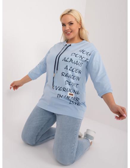 Dámska blúzka s 3/4 rukávom plus size JIMA svetlomodrá