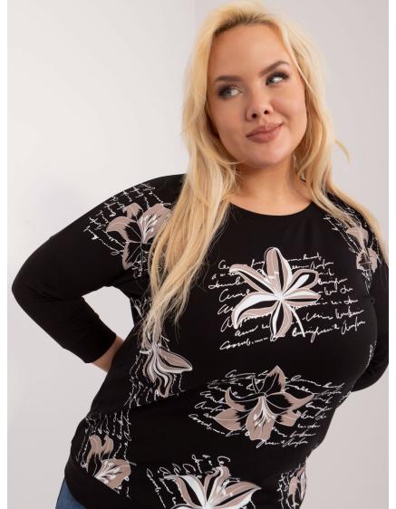 Dámska blúzka s okrúhlym výstrihom plus size TORA čierna