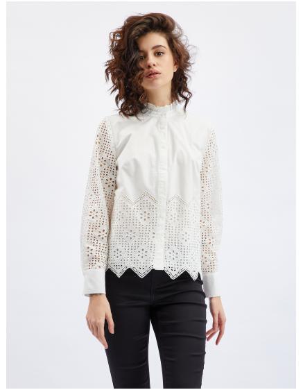 Fehér női blúz dekoratív részletekkel