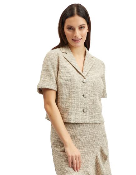 Világosbarna női rövid ujjú blúz rövid ujjakkal