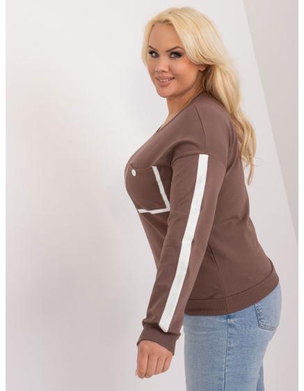 Női plus size blúz zsebekkel barna