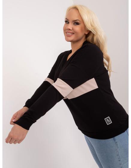 Női plus size V-nyakú blúz fekete