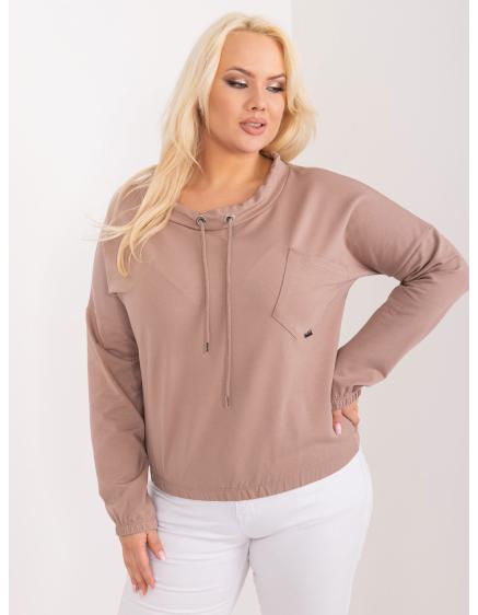Dámska plus size blúzka s vreckom svetlohnedá
