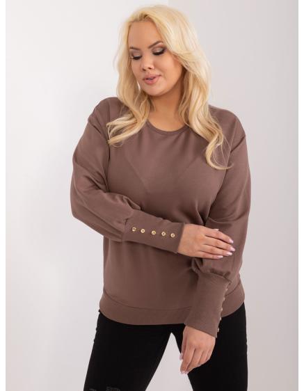 Dámska plus size blúzka s pufovanými rukávmi hnedá