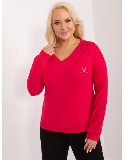 Dámska plus size blúzka na voľný čas červená bavlnená