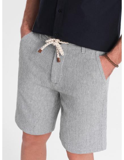 Pánské pletené šortky ze lnu a bavlny V1 OM-SRCS-0130 šedé