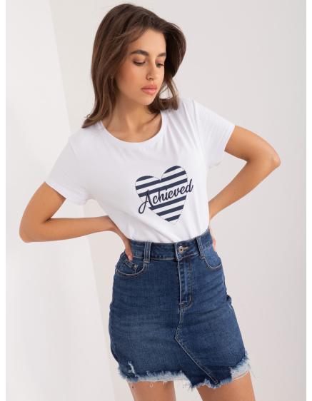 Dámske tričko BASIC FEEL GOOD s potlačou srdca tmavomodrá a biela