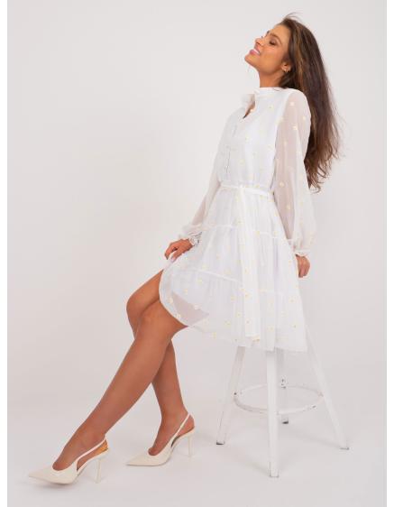 Dámské šaty s volánkovým lemem bílé