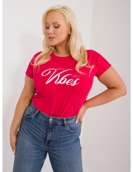Dámske tričko s kamienkovou aplikáciou plus size červené