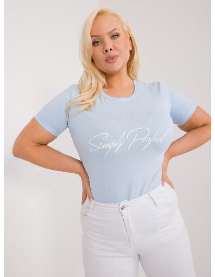 Dámska plus size blúzka s okrúhlym výstrihom svetlomodrá