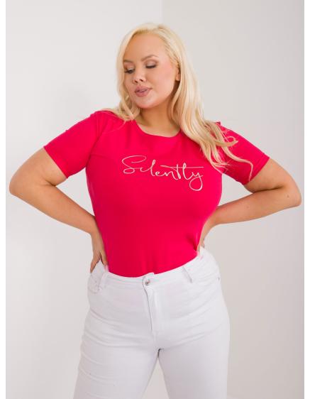 Dámske bavlnené tričko s potlačou plus size červené