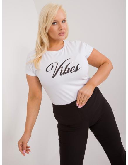 Dámske plus size tričko s nápismi a aplikáciami biele