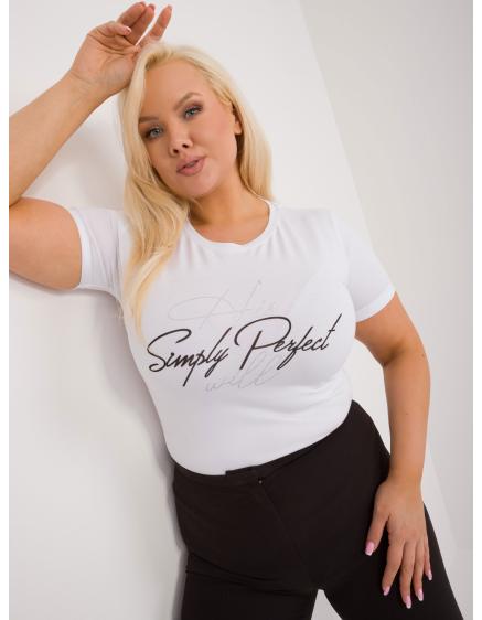 Dámska plus size blúzka s kamienkami biela
