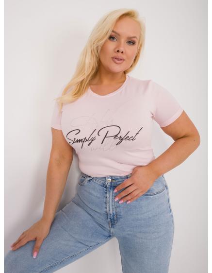 Dámska plus size blúzka so svetloružovou aplikáciou