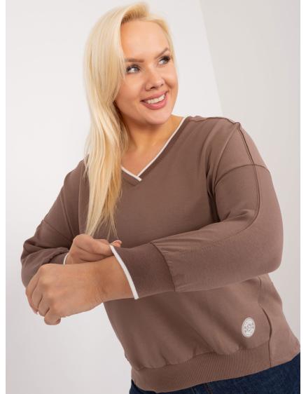 Női plus size blúz mandzsettával barna