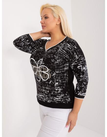 Női plus size blúz 3/4-es ujjakkal fekete