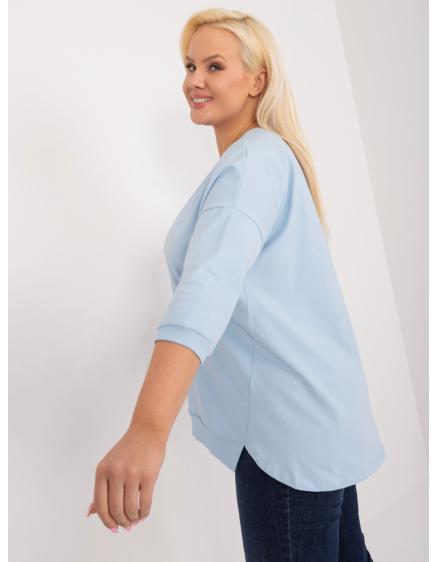 Női plus size blúz hasítékkal világoskék