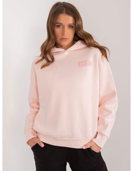 Női laza kapucnis pulóver SUBLEVEL világos rózsaszín