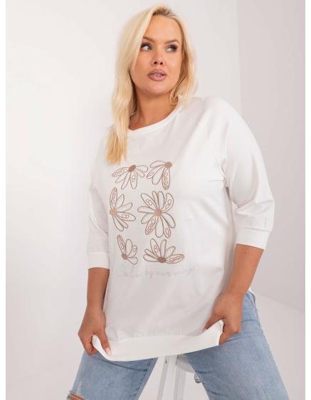 Női plus size pamut blúz applikációkkal ekrü színű