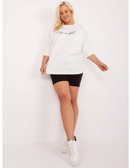 Női plus size pamut blúz applikációval ekrü színben