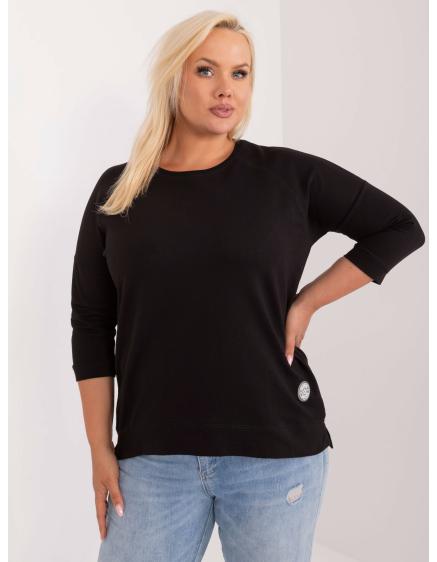Női plus size pamut blúz mindennapi viseletre fekete
