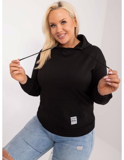 Dámská halenka plus size bavlněná s klokankou černá