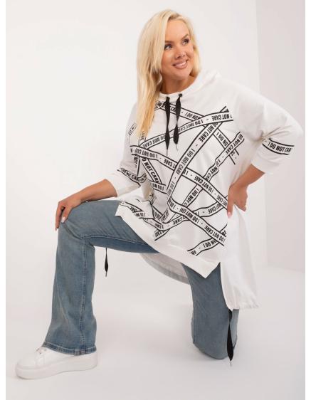 Női plus size nyomtatott blúz ekrü színben