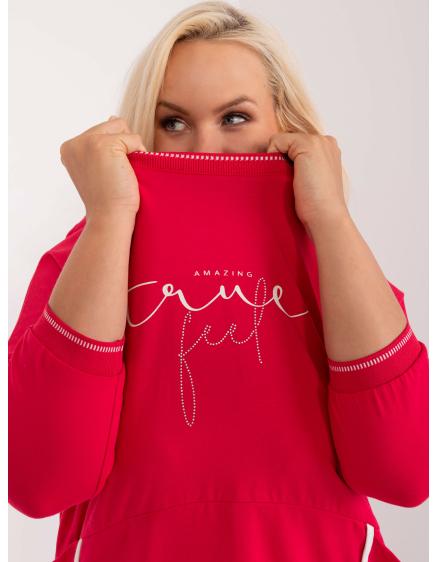 Női plus size blúz applikációkkal piros
