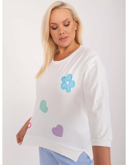 Női plus size blúz hasítékkal ekrü színben
