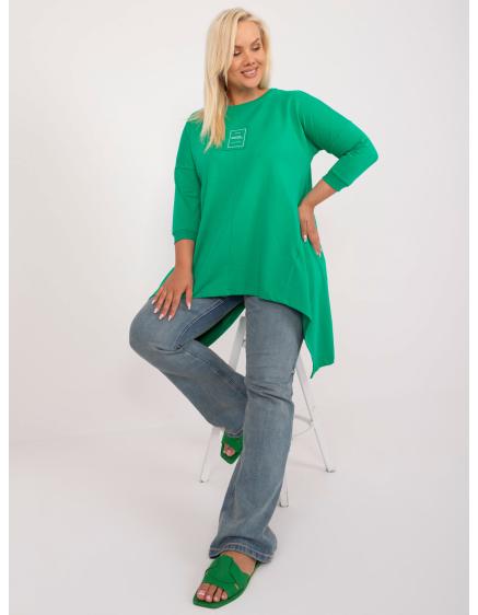 Női plus size blúz zsebekkel applikációkkal zöld