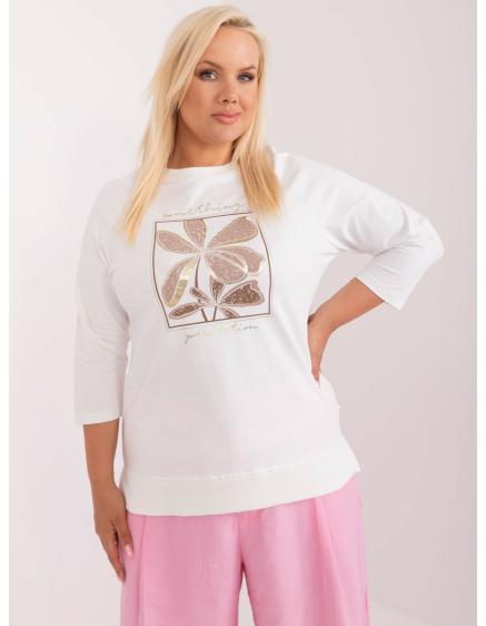 Női plus size blúz kerek nyakkivágással ekrü színű
