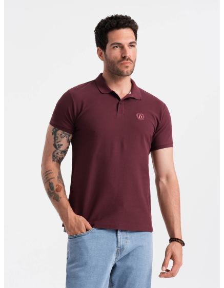 Pánská jednobarevná polokošile BASIC pique knit bordó