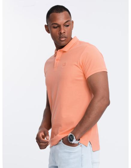 Pánská jednobarevná polokošile BASIC pique knit broskvová